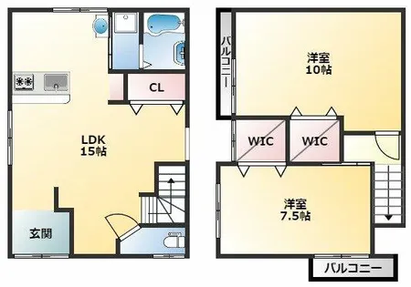 大阪府八尾市八尾木1丁目【一戸建】の間取り
