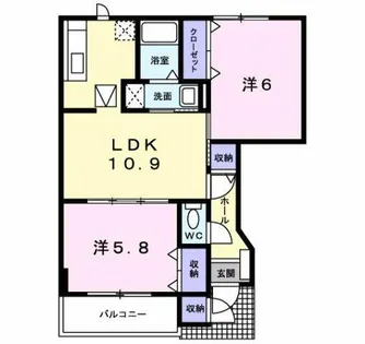 バーシア郷前A【1階】の間取り