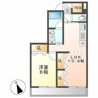 グランシャトゥ那古野【2A号室】の間取り
