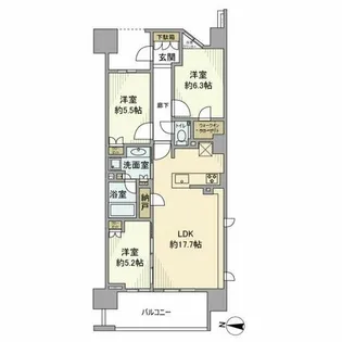プラウド白壁町【3階】の間取り