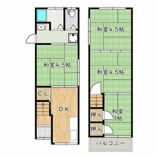 大阪府松原市天美東1丁目【テラスハウス】の間取り