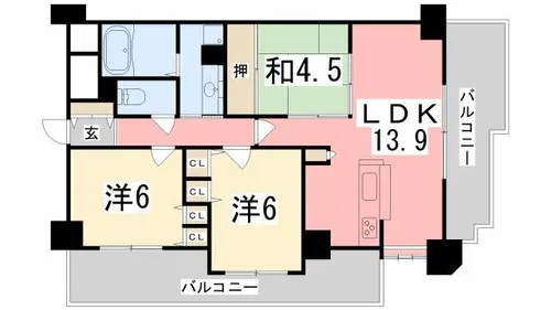 ドルチェグラン姫路駅前【601号室】の間取り