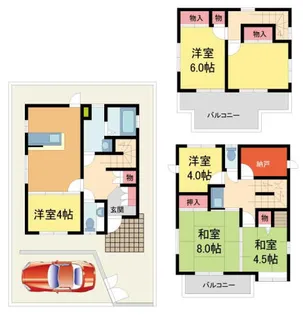 兵庫県西宮市獅子ケ口町【一戸建】の間取り