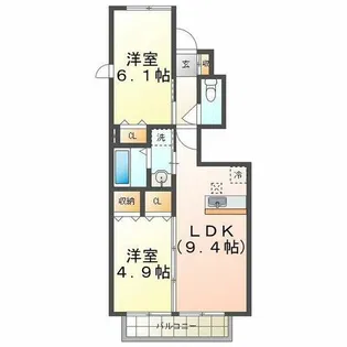 エルミタージュ【1階】の間取り