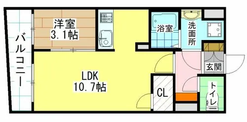 Erde三萩野【3階】の間取り