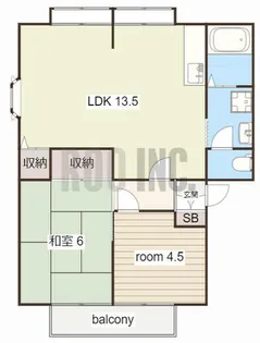 サンビレッジ則直A棟【201号室】の間取り