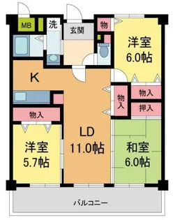 シャン・ド・フルール【305号室】の間取り