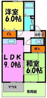 プランドール南花屋敷【102号室】の間取り