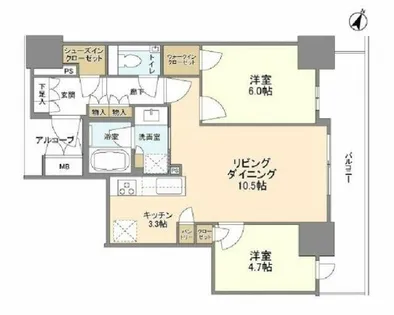 ザ・ファインタワー大阪肥後橋【4階】の間取り