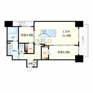 アーバネックス南新町【8階】の間取り