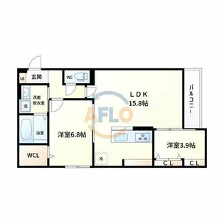 ルシェーナ西田辺【1階】の間取り