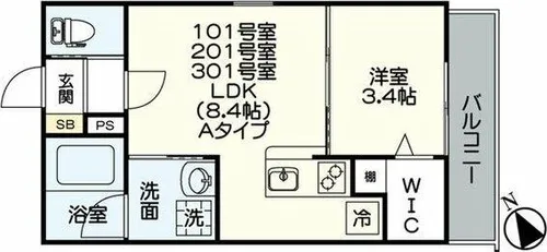 ジュネス桜駅前【2階】の間取り