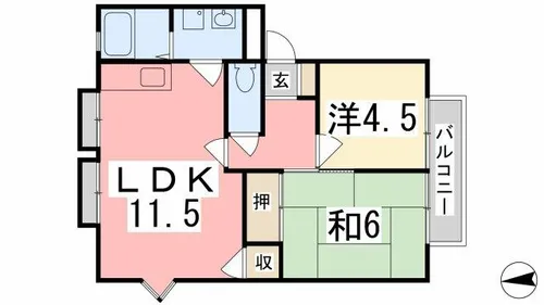 フレグランス金保B棟【101号室】の間取り