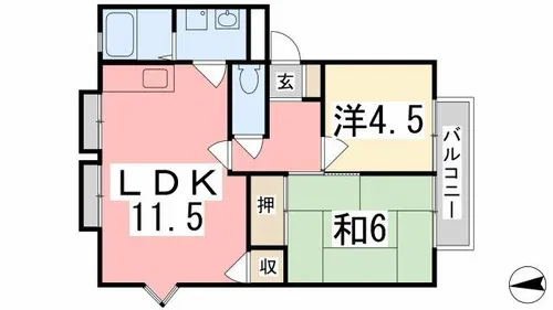フレグランス金保B棟【101号室】の間取り