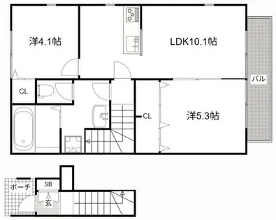 アルポルト姫路砥堀【203号室】の間取り