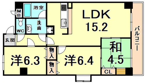 甲子園ガーデンハウス【6階】の間取り