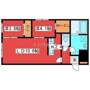 リガーレ月寒東【1階】の間取り