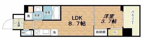 アーバネックス難波WEST【14階】の間取り