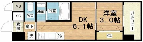 Dimora難波【6階】の間取り