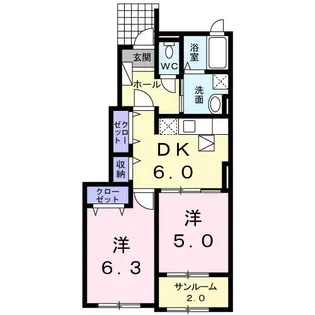 メゾンフランB【1階】の間取り