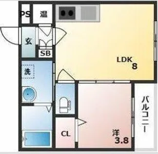 アーバンヴィラ摂津【2階】の間取り