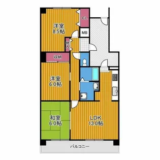 リベラス21 12棟【3階】の間取り