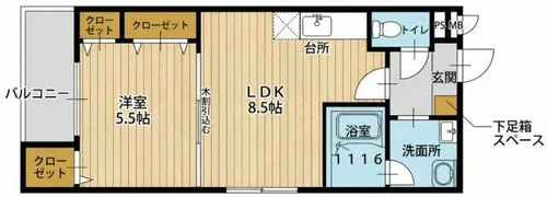 アイビーコート城南【101号室】の間取り