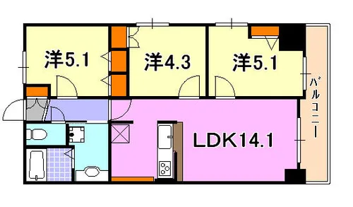 レジディア三宮東【13階】の間取り