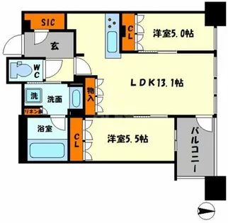 プレミストタワー靭本町【34階】の間取り