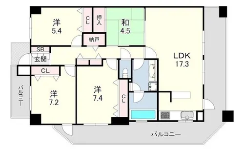クレアフォート西宮・酒蔵通り【3階】の間取り