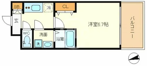 レジュールアッシュ九条【308号室】の間取り