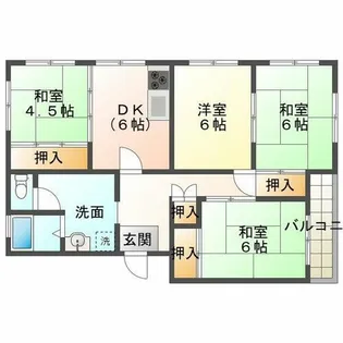 伊川谷住宅4号棟【3階】の間取り