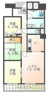 パームスクェアジェームス山【12階】の間取り