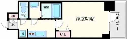 プレサンス松屋町ヴィゴラス【8階】の間取り