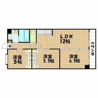 コーラルハイツ平野【905号室】の間取り