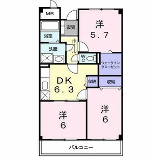 フリュイティア1【406号室】の間取り