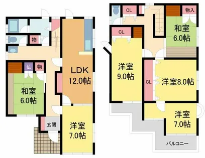 兵庫県宝塚市雲雀丘3丁目【一戸建】の間取り