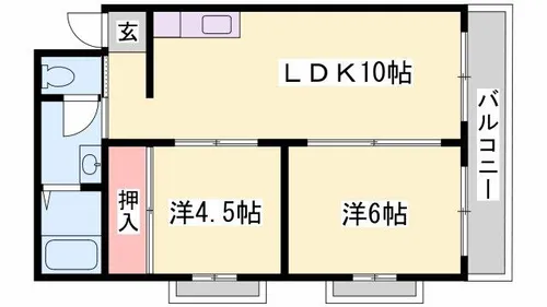 メゾン手柄【1-D号室】の間取り