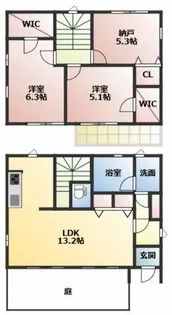 愛知県江南市木賀本郷町西【一戸建】の間取り