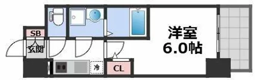 エスリード難波AGREA【6階】の間取り