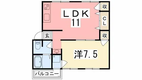 SISA野里【2-4号室】の間取り
