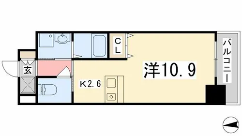 インタービレッジ高岡駅前【805号室】の間取り