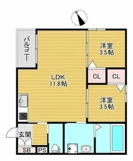 フォルモント住之江【3階】の間取り