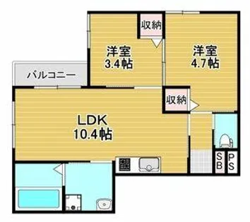 フォルモント住之江【3階】の間取り
