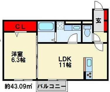 Sun Light【108号室】の間取り