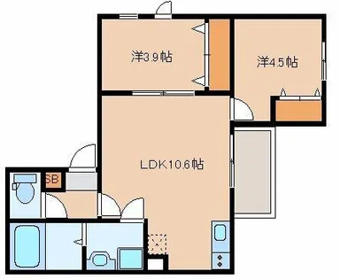 カトレア板付【2階】の間取り