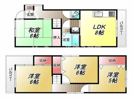 大阪府八尾市南本町4丁目【一戸建】の間取り
