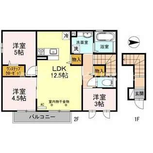 メゾンドフルール2【2階】の間取り