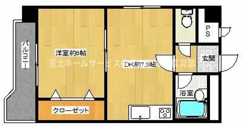 北條第二マンションアビコ【601号室】の間取り