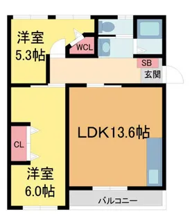逆瀬川ハイツ3号棟【4階】の間取り